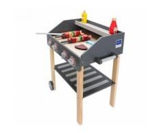 Barbecue en Bois Grill XXL Jeux d'imitation 59 X 35 X 47 CM Boutons de gril Roues mobiles Grande étagère Légumes Viande Certifié CE - Jardinage