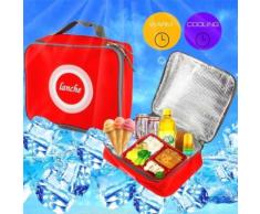 Sac Isotherme Repas Glacière Lunch Box Tissu Water Proof Résistant Poignée Rouge - Yonis - Matériels de camping et randonnée