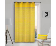 Rideau à oeillet en coton 135x250 cm DAMIER jaune - Rideaux et stores