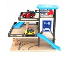 Piste de Train en Bois d'Enfants de Trois Ville Alliage de Voiture de Parc Éducatif de Garage - Jouets à manipuler