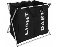 TECTAKE Panier à Linge sale Pliable 2 Compartiments 96 L en Polyester Noir - Accessoires de bain