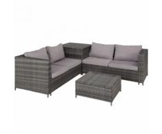 TECTAKE Salon de jardin SIENNE 4 Places avec 2 Canapés modulables + 1 Table basse en Résine tressée + Coffre Gris - Mobilier de Jardin