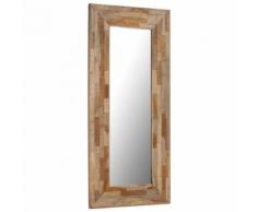 Miroir en Teck Recyclé Style Vintage pour Maison ou Salle de Bain 50 x 110 cm Marron - Objet à poser