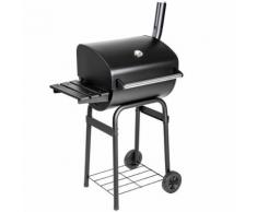 TECTAKE Barbecue multifonctions, Grill, Fumoir avec thermomètre 48 cm x 85 cm x 123 cm Noir - Cuisiner en extérieur