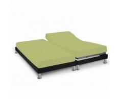 Drap housse vert anis TPR pour sommier articulé 2x70x190 - Linge de lit