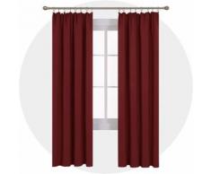 Deconovo Lot de 2 Rideaux Intérieur Galon Fronceur Chambre Fille Bureau Salon Design Moderne Rideau Balcon Décoratif Salle Occultant Rouge 140x220cm - Rideaux et stores