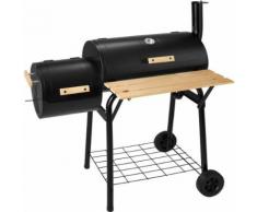 TECTAKE Barbecue, Grill, Fumoir, Smoker Américain XXL avec thermomètre de température - Charbon de Bois - Cuisiner en extérieur