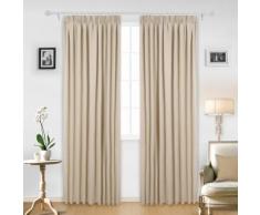 Deconovo Lot de 2 Rideaux Occultants Unis à Pattes 140cm x 245cm, Isolant Thermique pour Salon, Biege Foncé - Rideaux et stores