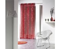 Un panneau voilage à oeillet 140 x 240 cm imprime argent bully rouge - Rideaux et stores