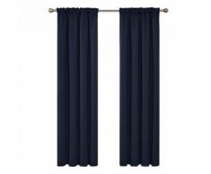 Deconovo Lot de 2 Rideaux Cuisine Salon Design Moderne Rideaux Occultants Thermique Rideau pour Porte Dentrée Pass Tringle 132X160cm Bleu Marine - Rideaux et stores