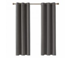 Deconovo Lot de 2 Rideaux Cuisine Salon Design Moderne Rideaux Occultants Thermiques Rideau pour Porte à Oeillets 107x213cm Gris Clair - Rideaux et stores