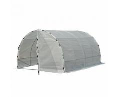 Serre de jardin tunnel surface sol 12 m² 4L x 3l x 2H m châssis tubulaire renforcé 25 mm double porte avec poignées blanc - Matériel pour serre et semis