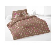 Housse de couette et 2 taies LEA taupe - Linge de lit