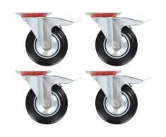 vidaXL Roulettes Pivotantes 4 pcs Roulette de Mobilier Chariot Roulant Roulette de Meuble Etagère à Livre Bibliothèque Panier d'Achat Capacité 150 kg 160 mm - Accessoires pour meubles