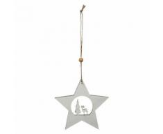 Décoration pour sapin de Noël en bois Etoile - Blanc - Objet à poser