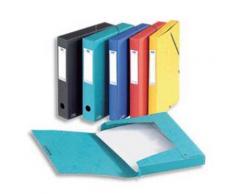 Lot de 10 Boîtes classement EUROFOLIO carte lustrée, dos 2,5 cm, fermeture élastique, 330 x 250 mm, coloris noir - Boîte de classement