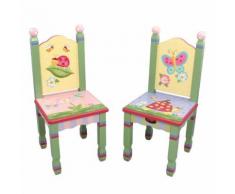 2 chaises (pas de table) pieds en bois chambre enfant bébé jouets jeux W-7484A/2 - Décoration de chambre