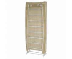 Range-chaussures, placard de camping, armoire pliable, tissu 140x52x18cm, crème - Mobilier de camping