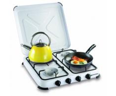 Réchaud gaz portable 4 feux kemper- 4650W - blanc laqué - Grillade et barbecue