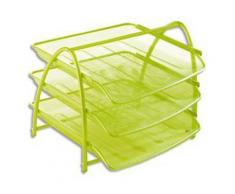 Set de 3 corbeilles à courrier en métal VERT, Dimensions (l x h x p) : 29 x 24,5 x 34 cm - Corbeille, bac à courrier, poubelle