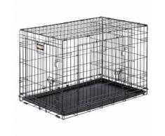 Ferplast Cage de transport pliable pour chiens DOG-INN 90, enclos pour chiots, transport en métal séparation inclus, porte double avec fermeture de sécurité, 92,7 x 58,1 x h 62,5 cm Noir - Paniers et mobilier pour chien