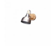 Applique Murale 1 Spot Style Industriel Metal inox et Bois - Appliques et spots