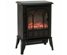 Cheminée électrique poêle style rétro 1000-2000 W simulation flammes LED porte noir - Cheminées, poêles