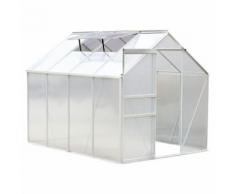Serre de jardin aluminium polycarbonate 9,17 m³ 2,5L x 1,9l x 1,93H m avec fenêtres et porte coulissante - Matériel pour serre et semis