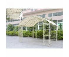 L'Héritier Du Temps - Grande tonnelle couverte kiosque de jardin pergola abris rectangle en fer forgé blanc 280x305x405cm - Mobilier de Jardin