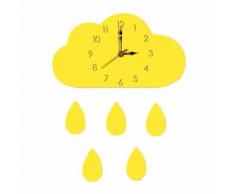 Style Nordique Nuage Horloge Murale Silencieuse Horloge en Bois Pour La Maison Salon Jaune PL772 - Décoration murale