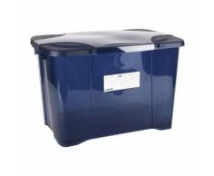 EDA PLASTIQUE Boîte de rangement Clip'Box 60 L - Bleu couvercle avec charniere - 60 x 40 x 40 cm - Boite de rangement