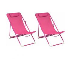 Proloisirs - Chilienne en acier et toile Globe (Lot de 2) Framboise - Mobilier de Jardin