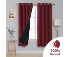 Deconovo Lot de 2 Rideaux Occultants Complet Isolants Thermique Phonique Rideau Chambre à Oeillets Rideau Salon Moderne à Oeillets Rouge 140x240cm - Rideaux et stores