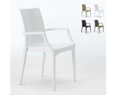 Chaises de jardin fauteuil accoudoirs bar café restaurants en Poly-rotin BISTRO ARM Grand Soleil, Couleur: Blanc - Mobilier de Jardin