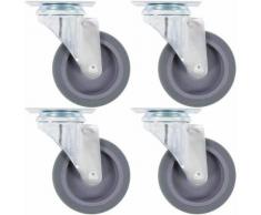 vidaXL 32x Roulettes Pivotantes avec Frein Double Fixes Roues Fixes pour Etabli Meuble Chariot Roulant Etagère à Livre Tables de Travail Capacité de 45 kg 75 mm - Accessoires pour meubles