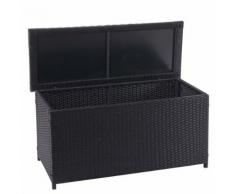 Coffre à coussins en polyrotin, HWC-D88, coffre jardin ~ Basic noir, 63x135x52 cm, 320l - Mobilier de Jardin