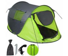 TECTAKE Tente de Camping 2 Places Automatique et Imperméable - 215 cm x 117 cm x 98 cm - Vert Gris - Tente