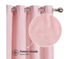 Deconovo Lot de 2 Rideaux Maison Décoratif Velours Rideau à Oeillets Fenêtre Intérieur 132x138cm Rideau Rose Pâle Cuisine Restaurant de Porte Salon - Rideaux et stores