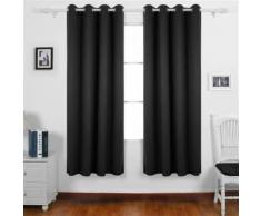 Deconovo Lot de 2 Rideaux Occultants Home Decorative Isolant Thermique Rideau Occultant Oeillet Rideau pour Chambre Enfant 132x213cm Noir - Rideaux et stores