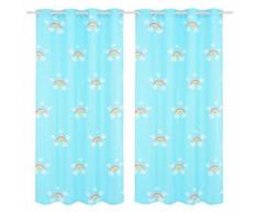 vidaXL Rideau occultant imprimé enfant 2pcs 140x240cm Arc-en-ciel Bleu - Rideaux enfant
