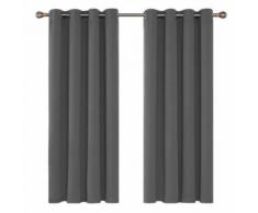 Deconovo Lot de 2 Oeillets Rideaux Occultants Isolants Thermique Rideaux Salon Design Moderne 132x183cm Gris Clair pour Chambre Bebe Enfant Decoration - Rideaux et stores