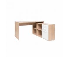 Bureau d'angle en bois imitation chêne sonoma avec niches de rangement - BU7107 - Bureaux enfant et accessoires