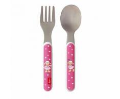 Sigikid, 24871 enfant fille couverts de table fourchette + cuillère, inox et plastique abs, schnuggi rose, 14 cm - couverts