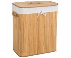 TECTAKE Panier à Linge 100 L en Bambou 53 cm x 33,5 cm x 63 cm Marron Clair + Sac à Linge Sale - Accessoires de bain