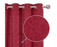 Deconovo Lot de 2 Rideaux Salon à Oeillets Rideaux Jacquard Rouge Design Moderne 132x183cm - Rideaux et stores