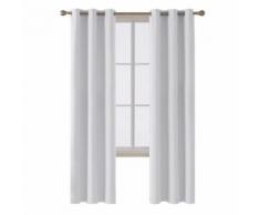 Deconovo Lot de 2 Rideau Thermique Isolant Anti Froid Rideaux Occultants Chambre Blanc Pâle Gris 107x229cm Rideaux Salon Design Moderne - Rideaux et stores