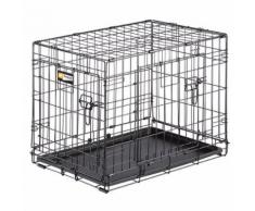 Ferplast Cage de transport pliable pour chiens DOG-INN 60, enclos pour chiots, transport en métal séparation inclus, porte double avec fermeture de sécurité, 64,1 x 44,7 x h 49,2 cm Noir - Paniers et mobilier pour chien