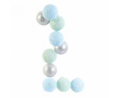 Guirlande lumineuse 10 LED Boule Céleste - L. 192 cm - Bleu et argent - Lampes