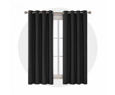 Deconovo Lot de 2 Rideau Occultant Microfibre Complet à Oeillets Rideaux Salon Thermique 140x175cm Noir Rideau Thermique Isolant Anti Froid - Rideaux et stores
