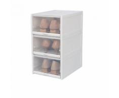 3Pcs Pousser Type de Tiroir Boîte à Chaussures Chaussures Organisateur Tiroir Transparent Chaussures en Plastique Snpl657 - Rangement de l'atelier